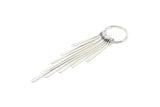 Silver Fringed Earring, 925K Sterling Plated Brass Hammered Fringed Trim Earring With 1 Loop, Pendants, Findings (82x18mm) E380 H0636