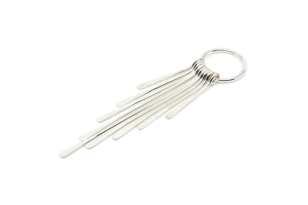 Silver Fringed Earring, 925K Sterling Plated Brass Hammered Fringed Trim Earring With 1 Loop, Pendants, Findings (82x18mm) E380 H0636