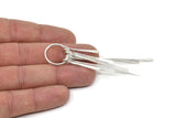 Silver Fringed Earring, 925K Sterling Plated Brass Hammered Fringed Trim Earring With 1 Loop, Pendants, Findings (82x18mm) E380 H0636