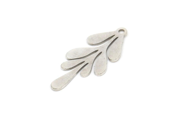 Silver Leaf Charm, 12 Antique Silver Plated Brass Leaf Charms With 1 Loop, Charm Pendants (22x9x0.60mm) SMP0460 A6886