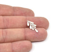 Silver Leaf Charm, 12 Antique Silver Plated Brass Leaf Charms With 1 Loop, Charm Pendants (22x9x0.60mm) SMP0460 A6886