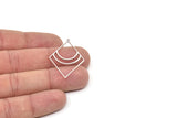 Silver Diamond Charm, 4 Antique Silver Plated Brass Diamond Shaped Charms With 1 Loop, Pendant Findings (37.5x25x0.80mm) A6484