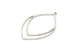 Silver Drop Charm, 2 Antique Silver Plated Brass Drop Shaped Charms With 1 Loop, Findings (36x23x0.80mm) SMP0151 A6892