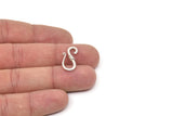 Silver Clasp Hooks, 2 Antique Silver Plated Brass Clasp Connectors (21x10mm) D0236 Y228