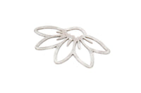 Silver Flower Charm, 8 Antique Silver Plated Brass Flower Charms, Charm Pendants, Findings (33x22x0.60mm) A5007