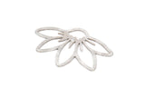 Silver Flower Charm, 8 Antique Silver Plated Brass Flower Charms, Charm Pendants, Findings (33x22x0.60mm) A5007