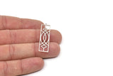 Silver Rectangle Charm, 4 Antique Silver Plated Brass Rectangle Charms With 1 Loop, Pendants, Findings (42x11x0.60mm) SMP0869 A2974