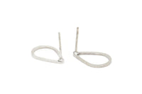 Silver Drop Earring, 8 Antique Silver Plated Brass Drop Stud Earrings (15x10mm) BS 1133 A1133