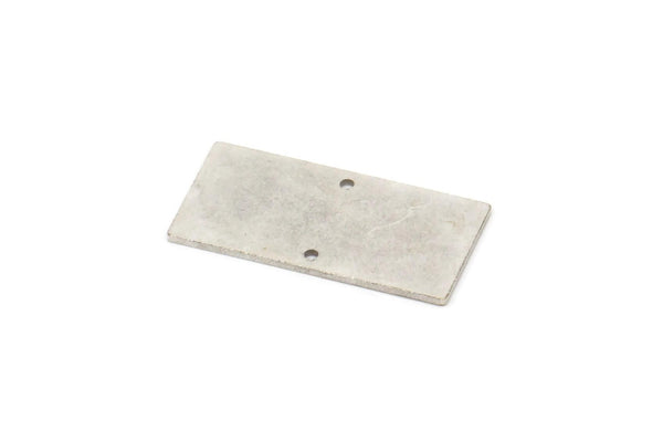 Gümüş Dikdörtgen Charm, 2 Delikli Charm, Bağlantı Parçaları, Küpe Parçaları ile 4 Antik Gümüş Kaplama Pirinç Dikdörtgen Şekilli (25x12x0,80 mm) A3035