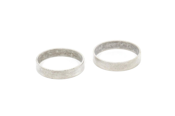 Silver Band Ring, 8 Antique Silver Plated Brass Ring Settings (20.5mm) Hole Size : 19mm Bs-1136--R011