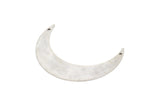 Silver Moon Charm, 2 Antique Silver Plated Brass Crescent Moon Charms With 2 Holes (46x11x0.90mm) M831