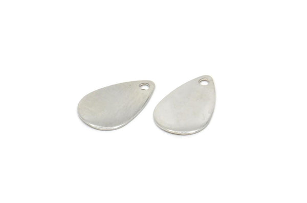 Silver Drop Charm, 12 Silver Tone Brass Drop Charms, Findings (13x8mm) Brs 1988 A0235