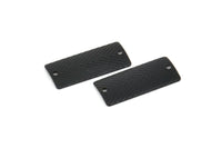 Siyah Dikdörtgen Charm, 2 Delikli 12 Dokulu Oksitlenmiş Siyah Pirinç Dikdörtgen Bağlantı Parçası, Bağlantı Parçaları (22x10x0,50 mm) D1121