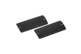 Siyah Dikdörtgen Charm, 2 Delikli 12 Dokulu Oksitlenmiş Siyah Pirinç Dikdörtgen Bağlantı Parçası, Bağlantı Parçaları (22x10x0,50 mm) D1121