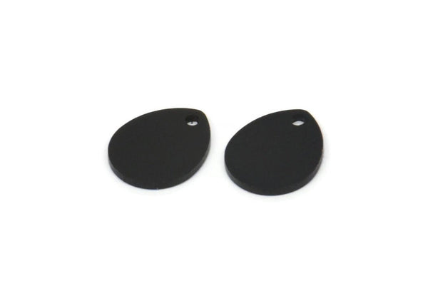 Siyah Damla Tılsımı, 1 Delikli 12 Oksitlenmiş Siyah Pirinç Damla Tılsımı, Küpeler, Bulgular (12x10x1mm) D916