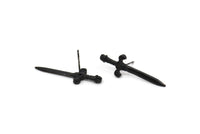 Şövalye Kılıcı Küpe, 2 Oksitlenmiş Siyah Pirinç Kılıç Küpe (33x10mm) N0248 A1177