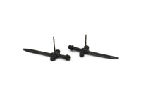 Şövalye Kılıcı Küpe, 2 Oksitlenmiş Siyah Pirinç Kılıç Küpe (33x10mm) N0248 A1177