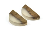 Semicircle Pendant, 5 White Brown Half Moon Pendant with 2 Holes (32x16mm) X002