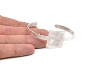 Silver Bracelet Open End, Antique Silver Plated Brass Square Blank Bracelets With One Hole For Charms BRC153