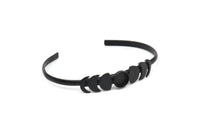 Black Moon Cuff, Oxidized Black Brass Moon Phases Cuff Stone Setting With 1 Pad -  Pad Size 8mm N1143 H1206