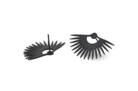 Siyah Güneş Küpe, 6 Oksitlenmiş Siyah Pirinç Güneş Şeklinde Küpe (28x17x0,60 mm) A3016