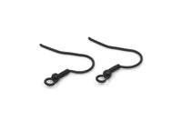 Black Earring Hook, 24 Oxidized Black Brass Ear Wires, Earring Findings (18mm) Bs 1361