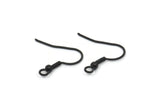 Black Earring Hook, 24 Oxidized Black Brass Ear Wires, Earring Findings (18mm) Bs 1361