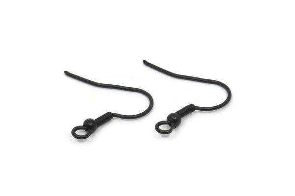 Black Earring Hook, 24 Oxidized Black Brass Ear Wires, Earring Findings (18mm) Bs 1361