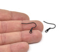 Black Earring Hook, 24 Oxidized Black Brass Ear Wires, Earring Findings (18mm) Bs 1361
