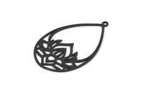 Siyah Damla Tılsımı, 1 Döngülü 2 Oksitlenmiş Siyah Pirinç Lotus Çiçeği Tılsımı, Bulgular (35x22x0,60 mm) SMP0158 A5781