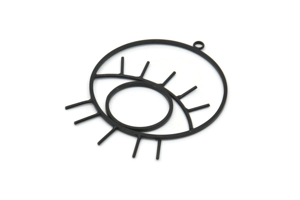 Black Eye Charm, 2 Oxidized Black Brass Eye Charms With 1 Loop, Pendants, Earrings (43x35x1mm) D1313