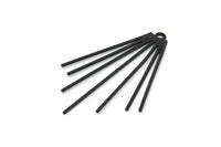 Siyah Tel Charm, 1 Döngülü 2 Oksitlenmiş Siyah Pirinç Tel Charm (43x30x1mm) D1643