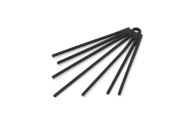 Siyah Tel Charm, 1 Döngülü 2 Oksitlenmiş Siyah Pirinç Tel Charm (43x30x1mm) D1643