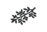 Siyah Yaprak Tılsımı, 1 Halkalı 4 Oksitlenmiş Siyah Pirinç Dal Tılsımı, Tılsım Kolye Uçları (39x23x0,60 mm) SMP0966 A5070