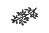 Siyah Yaprak Tılsımı, 1 Halkalı 4 Oksitlenmiş Siyah Pirinç Dal Tılsımı, Tılsım Kolye Uçları (39x23x0,60 mm) SMP0966 A5070