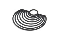 Siyah Yarım Daire Charm, 1 Döngülü Oksitlenmiş Siyah Pirinç Charmlar, Küpe Parçaları (43x45x0,60 mm) A6394