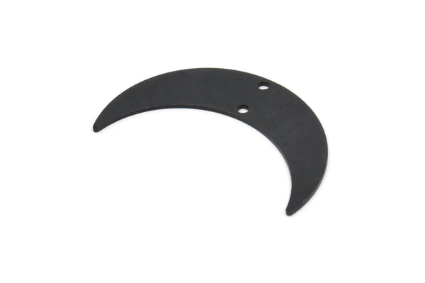 Siyah Ay Tılsımı, 2 Delikli 4 Oksitlenmiş Siyah Pirinç Hilal Tılsımı, Bağlantı Parçaları (35x9x0,80 mm) M171