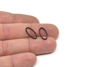 Siyah Oval Charm, 50 Oksitlenmiş Siyah Pirinç Oval Şekilli Halka, Bağlantı Elemanları (8x16x0,80 mm) BS 2336