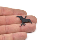 Black Dragon Charm, 6 Oxidized Black Brass Dragon Shaped Charms With 1 Loop, Pendants, Findings (30x34x0.60mm) A4363