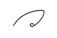 Black Earring Wires, 12 Oxidized Black Brass Earring Wires With 1 Loop (29x0.7mm) E359