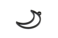 Siyah Ay Tılsımı, 1 Döngülü 24 Oksitlenmiş Siyah Pirinç Hilal Tılsımı (17x5x1mm) A3768