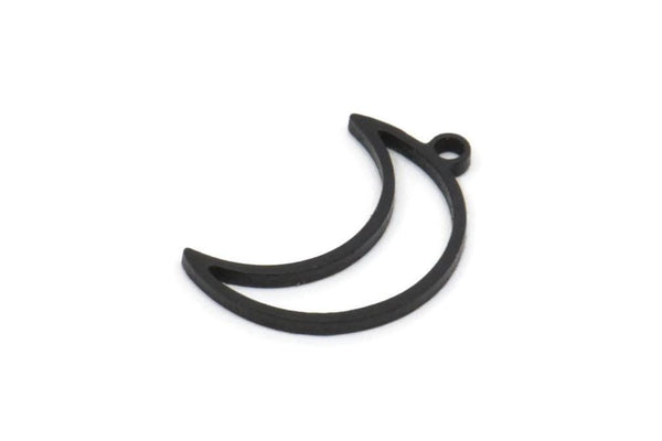 Siyah Ay Tılsımı, 1 Döngülü 24 Oksitlenmiş Siyah Pirinç Hilal Tılsımı (17x5x1mm) A3768