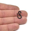 Black Clasp Hooks, 2 Oxidized Black Brass Clasp Connectors (21x10mm) D0236 Y228