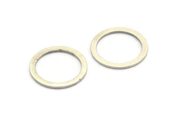 18mm Circle Connectors, 12 Antique Silver Plated Brass Circle Connectors (18x2x1mm) A3687