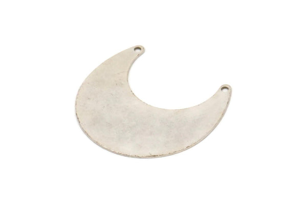 Gümüş Ay Tılsımı, 2 Delikli, Bağlantı Parçalı, Bağlantı Parçalı 8 Antik Gümüş Kaplama Pirinç Boynuz Tılsımı (25x12x0,50 mm) D1200