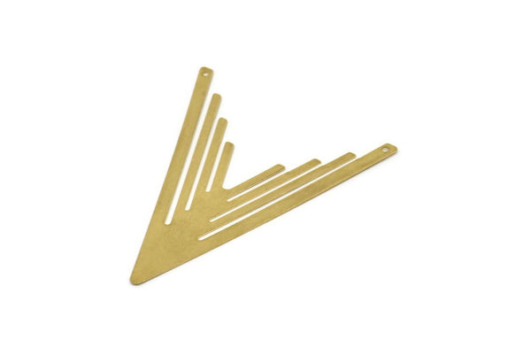 Brass Triangle Charm, 8 Raw Brass Triangle Pendants With 2 Holes, Earrings, Findings (59x48x0.50mm) D1222