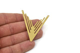 Brass Triangle Charm, 8 Raw Brass Triangle Pendants With 2 Holes, Earrings, Findings (59x48x0.50mm) D1222