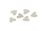 Silver Heart Charm, 24 Silver Tone Brass Heart Charms With 1 Hole (8x1mm) M02172
