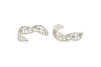 Silver Bracelet Blank, Antique Silver Plated Brass Flat Bracelet With 2 Holes, Leaf Bracelet Findings (145x18x0.80mm) SMP0844 A3208
