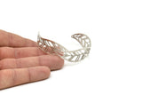 Silver Bracelet Blank, Antique Silver Plated Brass Flat Bracelet With 2 Holes, Leaf Bracelet Findings (145x18x0.80mm) SMP0844 A3208